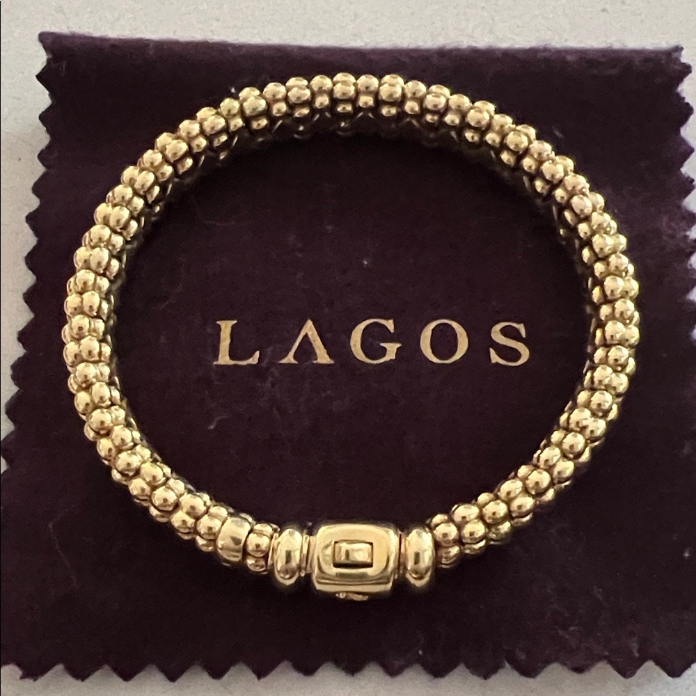 LAGOS 18k Gold Caviar Bracelet 9mm 7” Length (M)